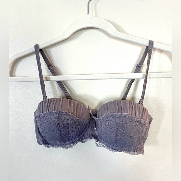 Adore me cute lace balconette bra 34b push up multi-way straps smoky grey - Picture 1 of 9